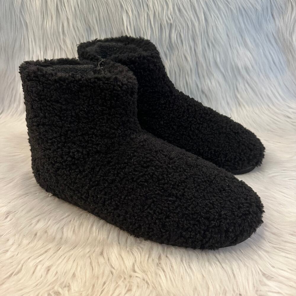 ROAM Mini Boosh Boots Faux Shearling Fuzzy Furry Ankle Booties Black